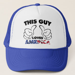 This guy loves america trucker hat