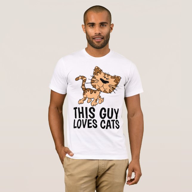 THIS GUY LOVES CATS, Men's Cat T-shirts (Front Full)