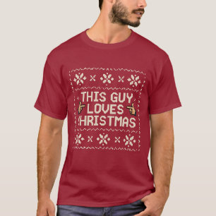 This Guy Loves Christmas Funny Pixel Ugly Sweater