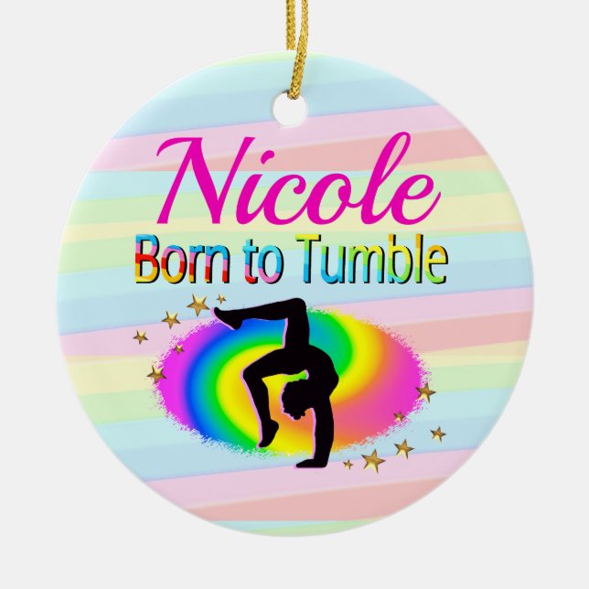 THIS GYMNAST WAS BORN TO TUMBLE CERAMIC ORNAMENT (Front)