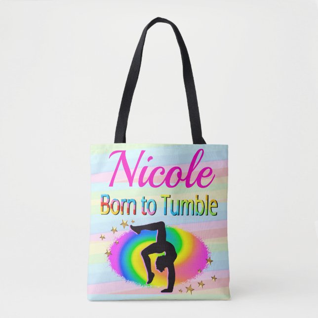 THIS GYMNAST WAS BORN TO TUMBLE TOTE BAG (Front)