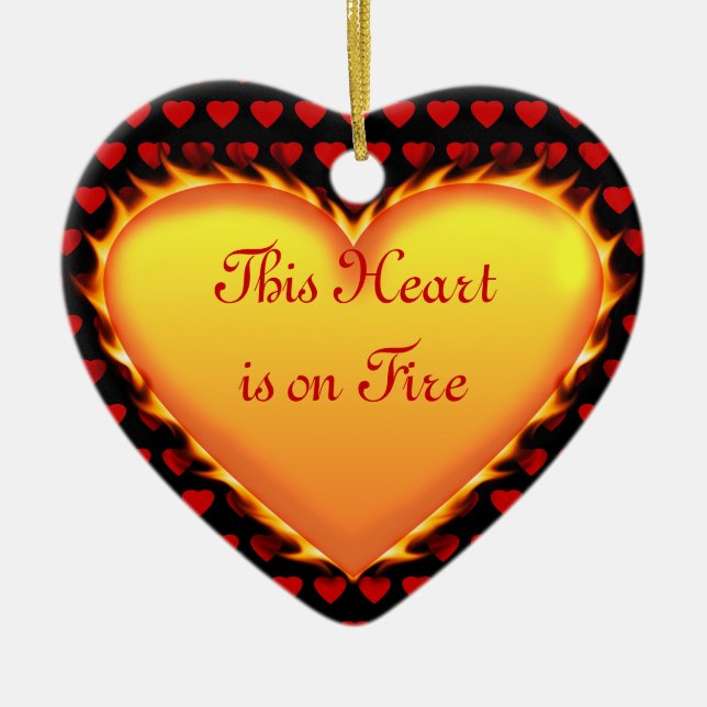 This Heart is on Fire..Will You Marry Me? Ceramic Ornament (Front)