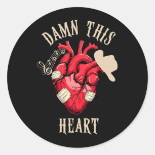 This Heart Prevention Country Music Lover Classic Round Sticker