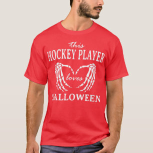 This Hockey Player Loves Halloween Ice Hockey Scar T-Shirt