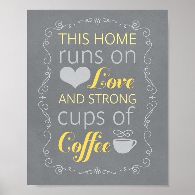 This Home Runs on Love and Strong Cups of Coffee Poster (Front)