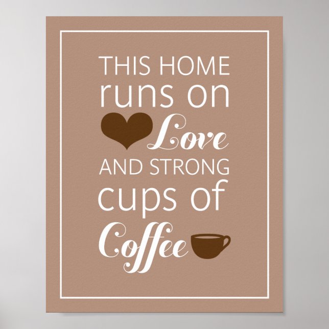 This Home Runs on Love and Strong Cups of Coffee Poster (Front)