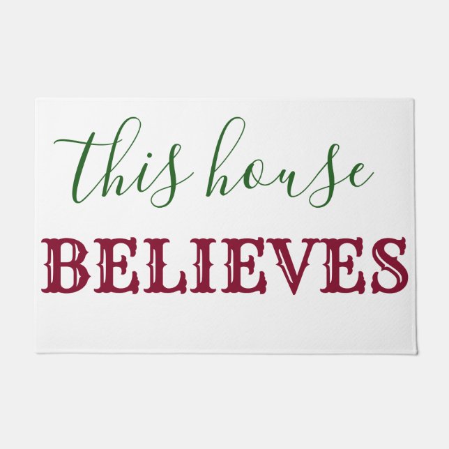 this house believes in Santa Christmas holiday Doormat (Front)