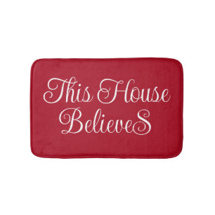 This House Believes Red & White Christmas Bath Mat