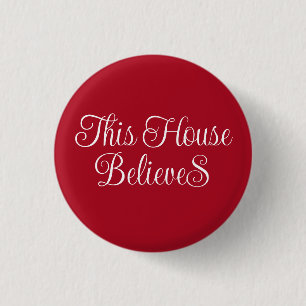 This House Believes Red & White Christmas Button