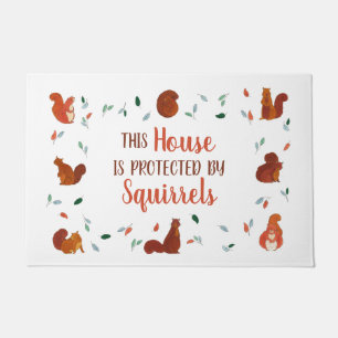 This House is Protected by Squirrels Funny Cute Doormat