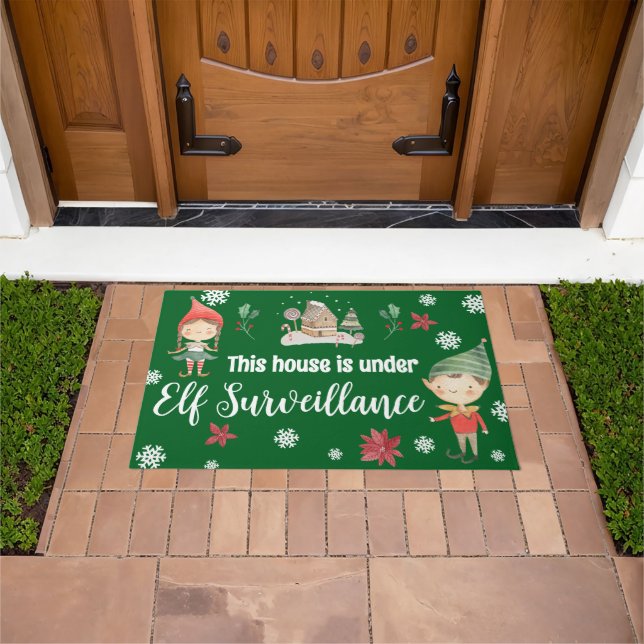 This House is Under Elf Surveillance Christmas Doormat (Outdoor)