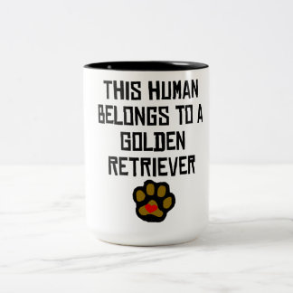 This Human Belongs To A Golden Retriever Two-Tone Coffee Mug