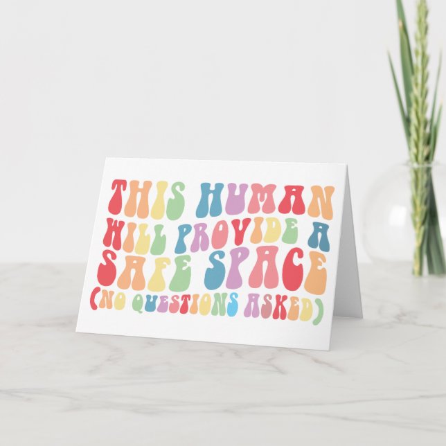 This Human Will Provide A Safe Space Gay LGBTQ Thank You Card (Front)