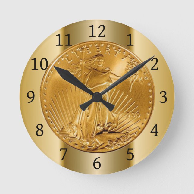This image depicts an American Gold Eagle Coin Round Clock (Front)