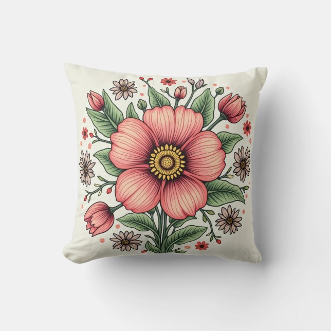 This is a bright floral cushion. cushion (Front)