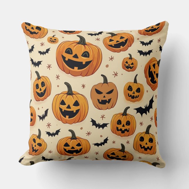 This is a Halloween pumpkin cushion. Cushion (Front)