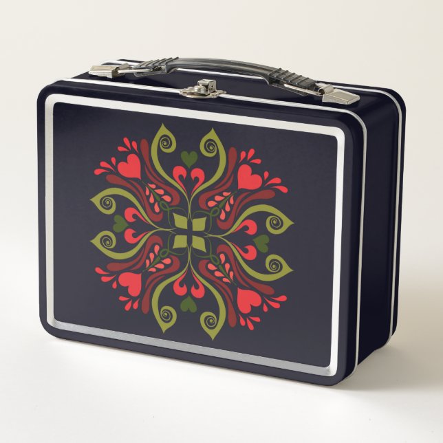This is a Hungarian traditional pattern art, Metal Lunch Box (Front)