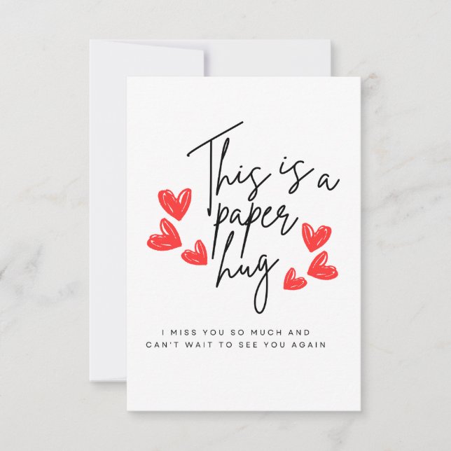 This Is a Paper Hug - Heartfelt Missing You card (Front)