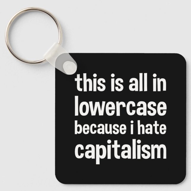 this is all in lowercase because i hate capitalism key ring (Front)