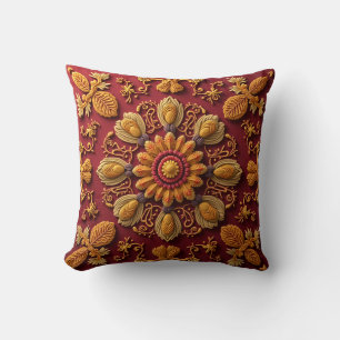 This is an embroidery style throw pillow. cushion