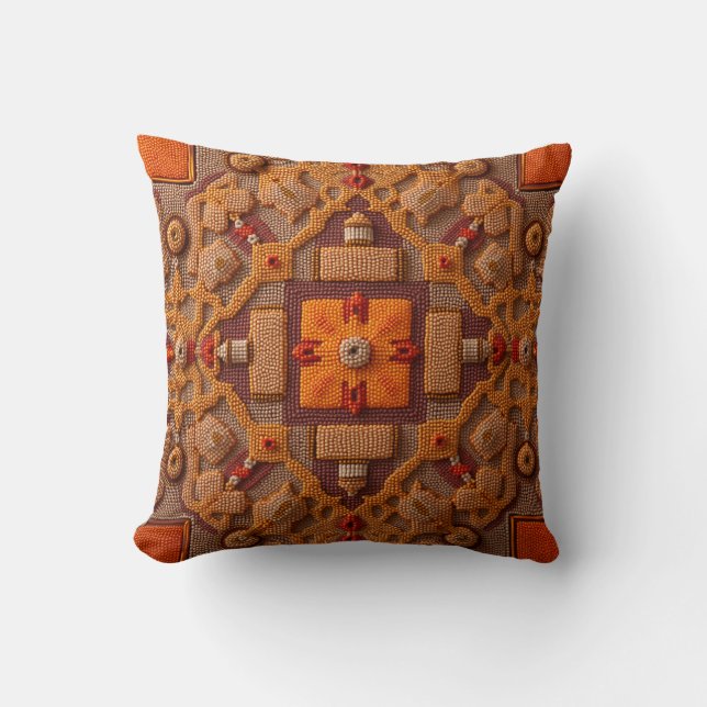 This is an embroidery style throw pillow. cushion (Front)
