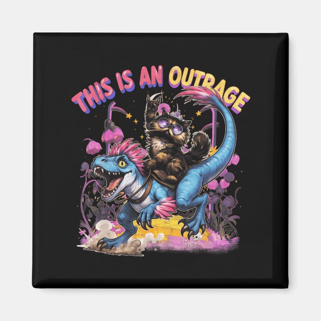 This is an Outrage Funny Princess Cat Riding Magnet (Front)