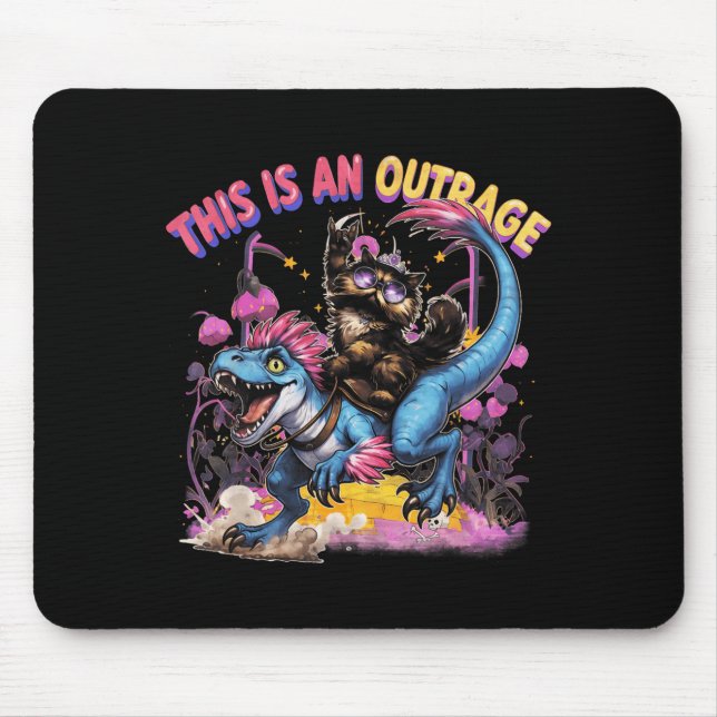 This is an Outrage Funny Princess Cat Riding Mouse Pad (Front)