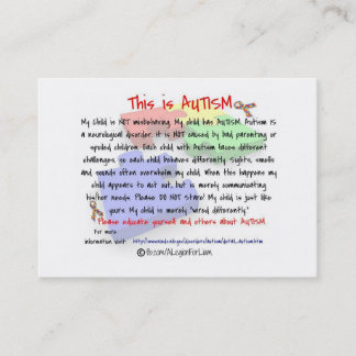 This is Autism Handout Cards