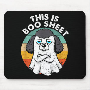 This Is Boo Sheet Black Poodle Dog Retro Halloween Mouse Pad