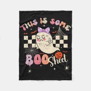 This Is Boo Sheet Cute Ghost Retro Halloween Costu Fleece Blanket