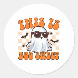 This Is Boo Sheet Ghost Groovy Halloween Costume M Classic Round Sticker