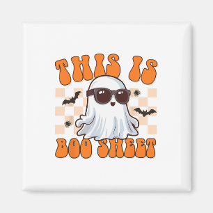 This Is Boo Sheet Ghost Groovy Halloween Costume M Magnet
