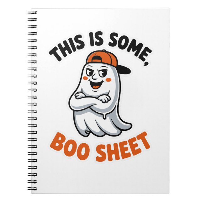 This Is Boo Sheet Ghost Groovy Halloween Costume  Notebook (Front)