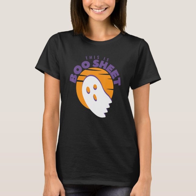 This is Boo Sheet    Ghost Halloween on Orange Sun T-Shirt (Front)