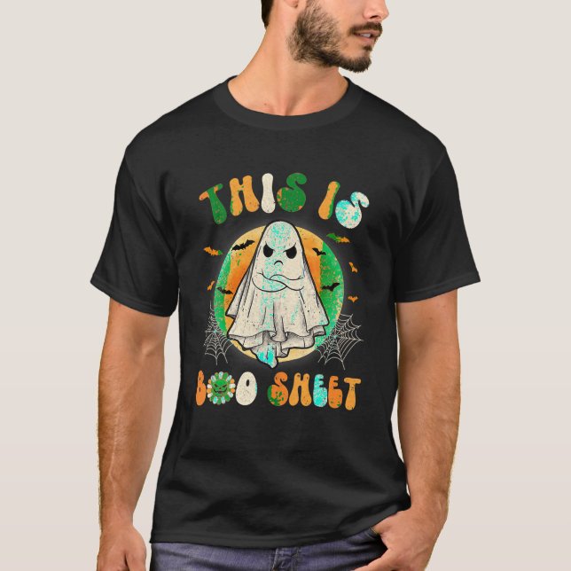 This Is Boo Sheet Ghost Retro Halloween Costume Fu T-Shirt (Front)