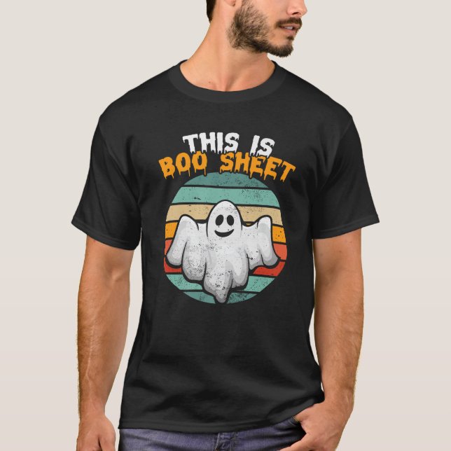 This Is Boo Sheet Ghost Retro Halloween Spooky Cos T-Shirt (Front)