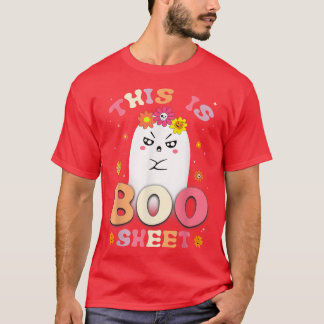This Is Boo Sheet Retro Halloween Groovy Cute Ghos T-Shirt