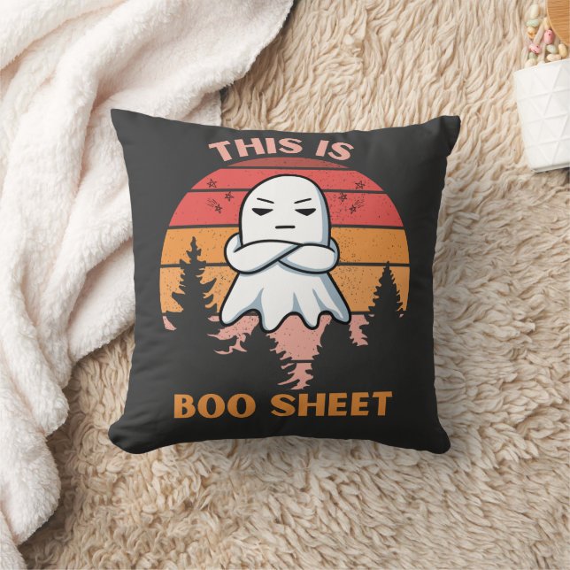 This Is Boo Sheet Sayings Ghost Retro Halloween Cushion (Blanket)