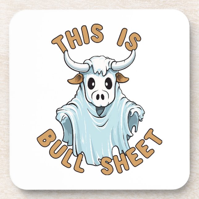 This is bull sheet - funny boo sheet coaster (Front)