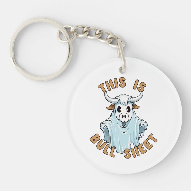 This is bull sheet - funny boo sheet key ring (Front)
