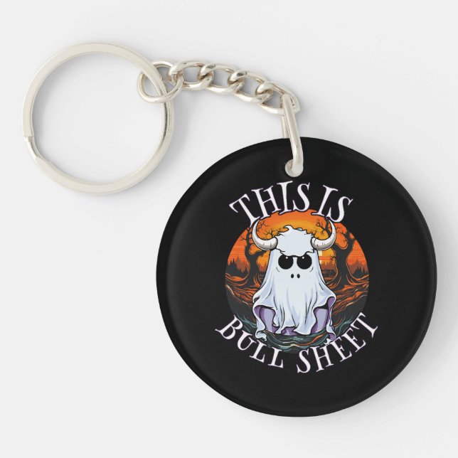This is bull sheet - funny boo sheet key ring (Front)