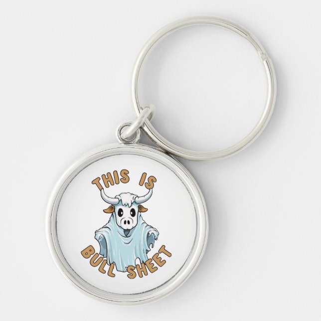 This is bull sheet - funny boo sheet key ring (Front)
