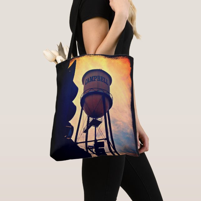 This is Campbell CA, Historical Water Tower Tote (Close Up)