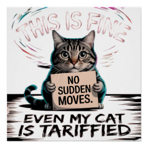 This Is Fine Cat – Holiday Humor with a Twist 🎁🐾 Poster