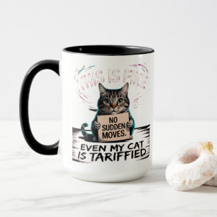 This Is Fine Cat – Holiday Humour with a Twist 🎁� Mug