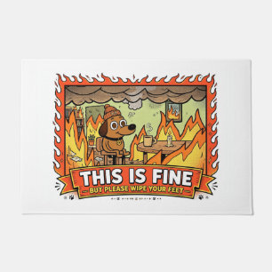 This Is Fine Dog Funny Fire Doormat