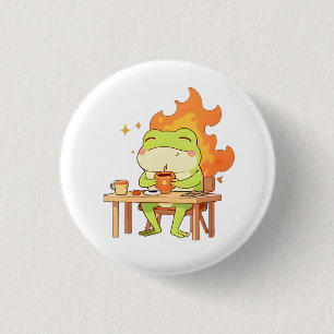 This Is Fine Frog Funny Kawaii Design 3 Cm Round Badge
