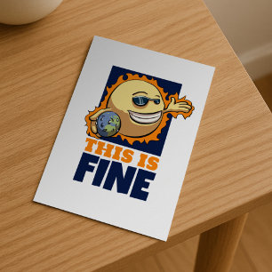 This Is Fine Global Warming Climate Change Cartoon Postcard