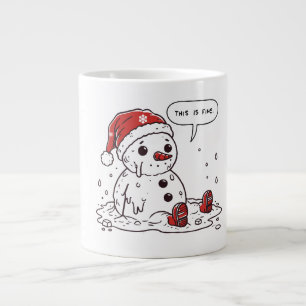 This Is Fine Melting Snowman Large Coffee Mug