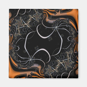 This is Halloween Black and Orange Fractal Art Magnet